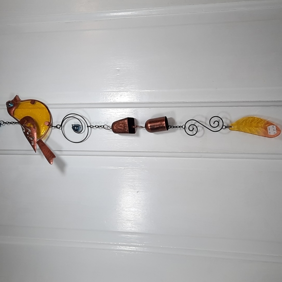 Bird Garden Bell Suncatcher Yellow Feather Outdoor Garden Yard Art Accent NEW - Picture 2 of 8